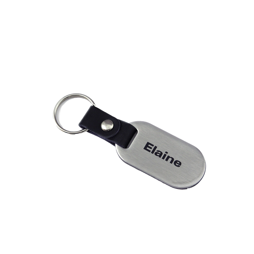 Personalized Metal Keyring with Leatherette Strap