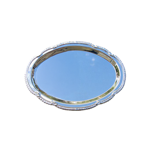 Personalized Oval Chrome Wedding Celebration Tray